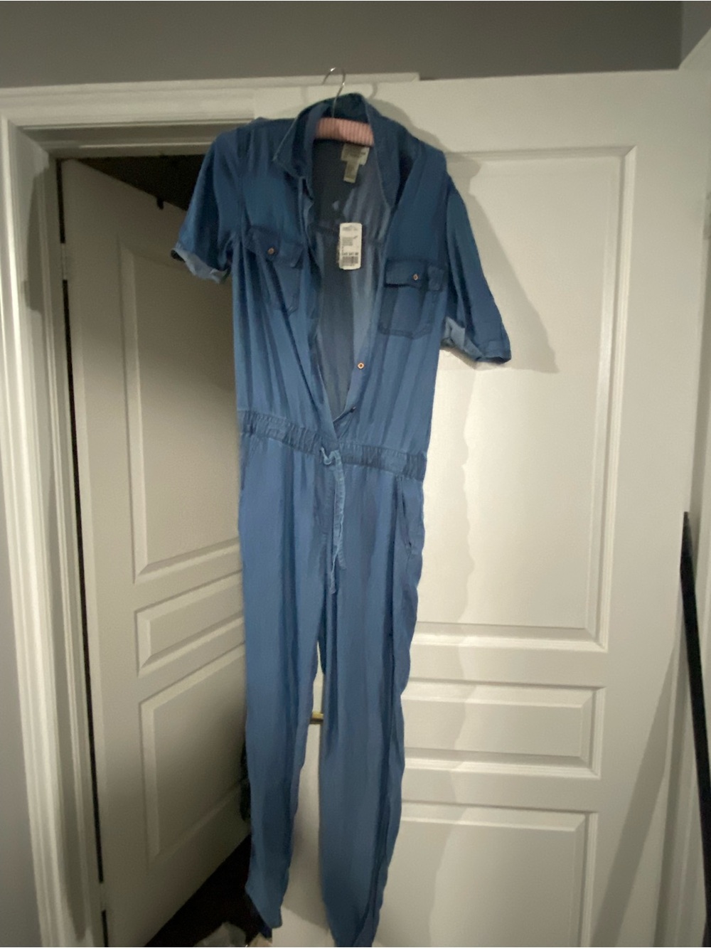 Light Blue Utility Jumpsuit - Women's Casual Romper